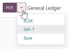 SAF-T hnappurinn til að flytja út skrána á XML-sniði
