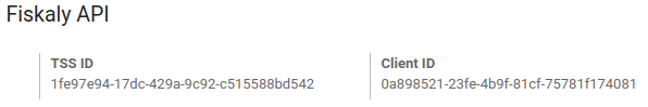 Dæmi um TSS ID og Client ID frá fiskaly í Odoo kassakerfi