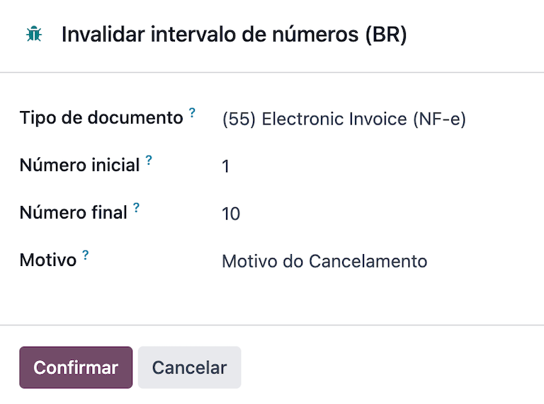 Leiðsagnarforrit fyrir númerasviðsógildingu í Odoo.