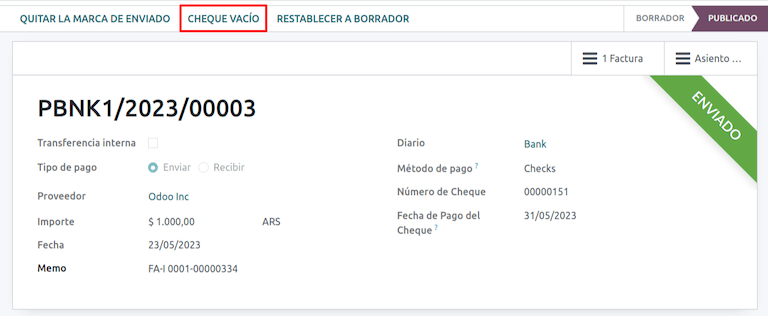 Hnappurinn Empty Check til að hætta við eigin ávísanir.