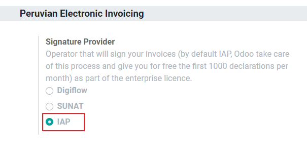 IAP valkostur sem undirritunarveitandi.