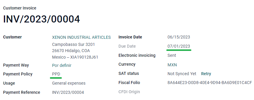 CFDI (4.0) E-invoicing service process payment now message.