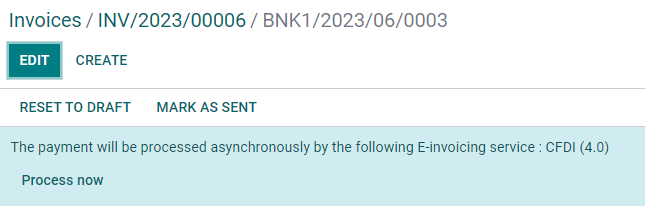 Canceled invoice line item in the CFDI tab.