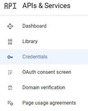 Valmynd fyrir Credentials.