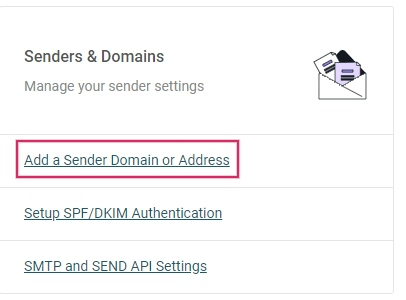 Bæta við sendandaléni eða -netfangi í Mailjet-viðmótinu.