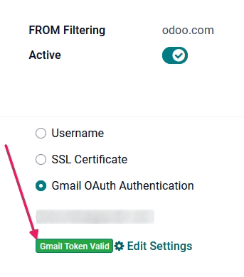Stilla sendandi tölvupóstþjóna í Odoo.