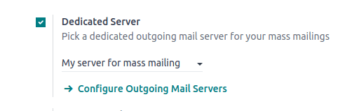 Sérpóstþjónn í stillingum Email Marketing forritsins.