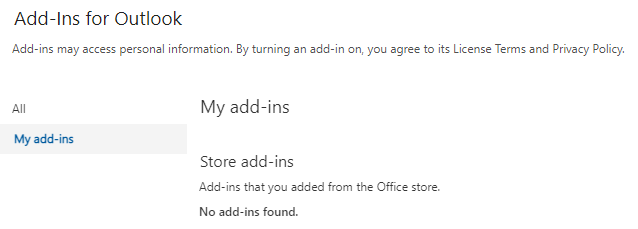 My add-ins í Outlook