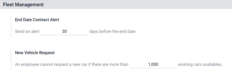 Stillingar sem eru í boði fyrir Fleet forritið.