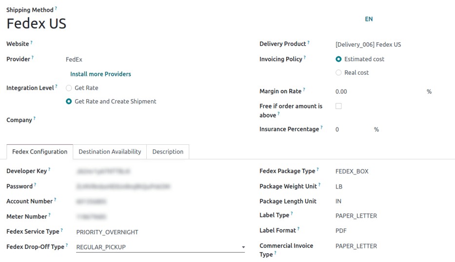 Skjámynd af FedEx afhendingaraðferð.