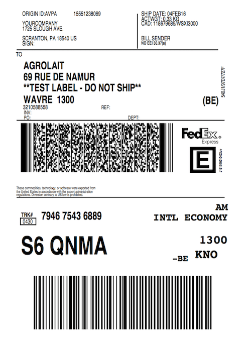 FedEx sendingarmerkimiði á heilli bréfsíðu.