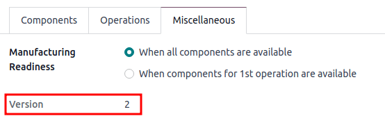Skoða núverandi útgáfu *uppskriftar* í flipanum Ýmislegt.