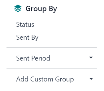 Sýn á Hópa eftir fellivalmynd í Odoo Email Marketing.