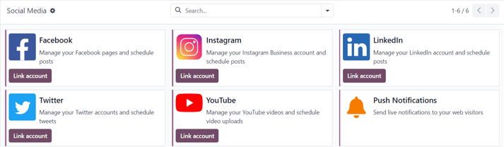 Síðan Samfélagsmiðlar í Odoo Social Marketing.