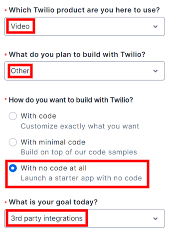 Upphafssíða Twilio.