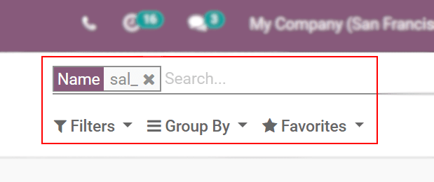 Yfirlit yfir rás sem verið er að leita að með síum í Odoo Discuss