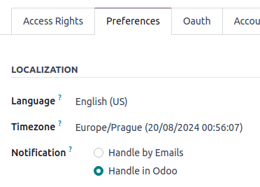 Yfirlit yfir flipann Kjörstillingar fyrir Odoo Discuss.