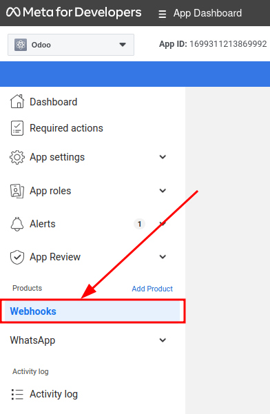 Fara handvirkt í stillingar á WhatsApp-webhooks.