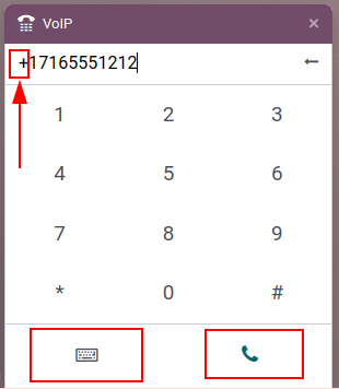 Notkun VoIP símaviðbótarinnar til að hringja símtöl handvirkt.