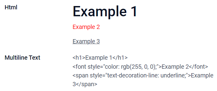 Dæmi um Html-reiti með mismunandi viðmótshlutum