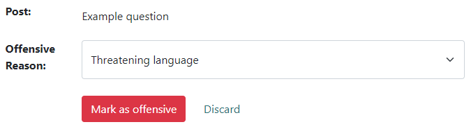 Val á ástæðu fyrir móðgandi efni