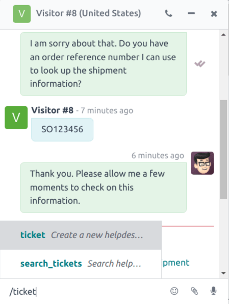 Yfirlit yfir niðurstöður úr leit í þjónustukerfinu í Live Chat samtali.