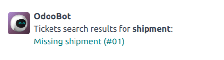 Sýn á niðurstöður úr Helpdesk leit í Live Chat samtali.