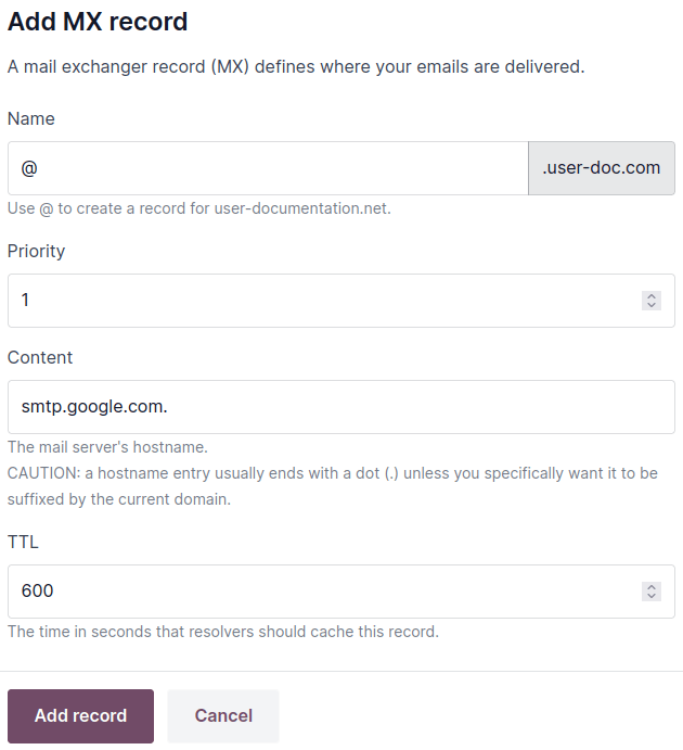 Stofnun MX-færslu til að beina tölvupósti í Gmail