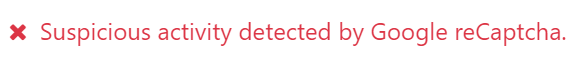 Villuskilaboð um misheppnaða Google reCAPTCHA-staðfestingu