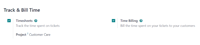 Stillingasíða Helpdesk-teymis með áherslu á stillingar fyrir skráningu og rukkun tíma.