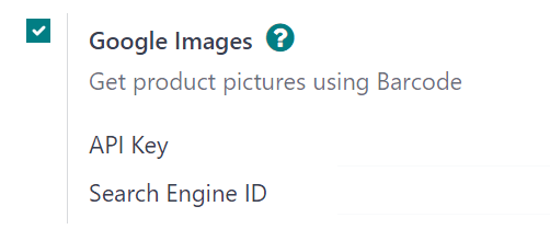 Google Images stillingin á Odoo Stillingar síðunni.