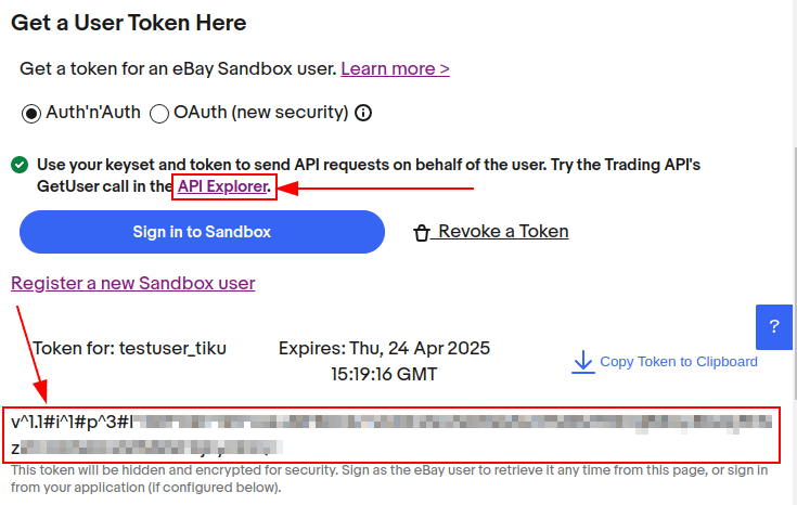 Búinn til notandalykill og API explorer tengill á eBay þróunargáttinni.