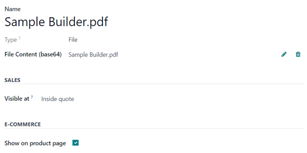 Staðlað skjalaform með upphlöðuðu pdf í Odoo Sölu.
