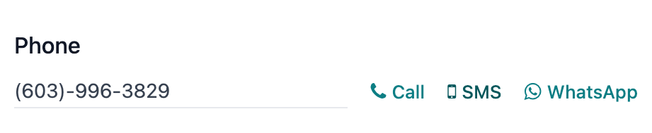 SMS-táknið á tengiliðaeyðublaði í Odoo.