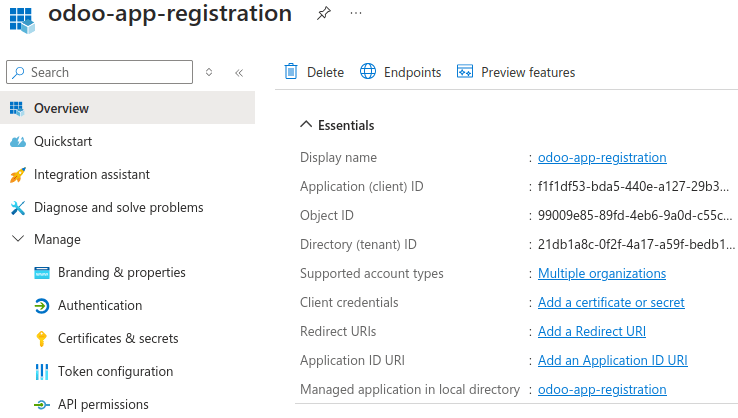 Skráning Microsoft Azure forrits