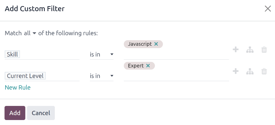 Sérsniðin sía með stillingum fyrir Javascript á sérfræðistigi.