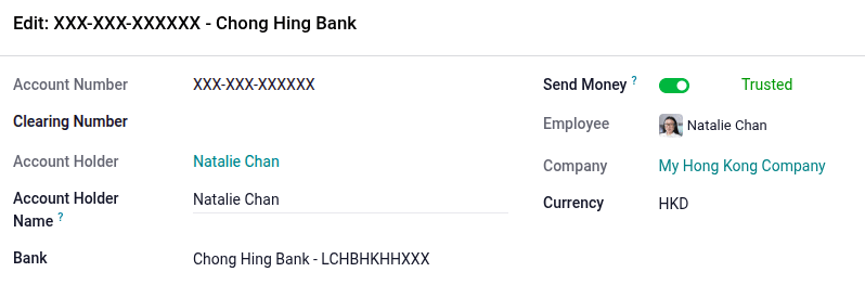 Uppsetning bankareiknings starfsmanns stillt á Treyst