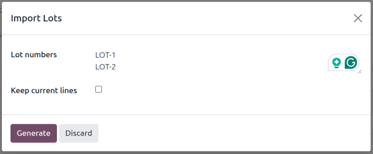Lotunúmer afrituð á lotunúmeralínu.