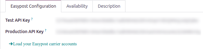 Hlaða EasyPost-flutningsaðilum inn í Odoo.