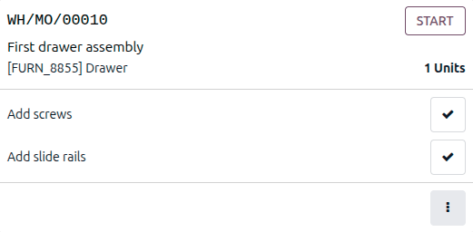 Upplýsingakort verkbeiðni í Shop Floor einingunni.