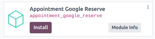 Google Reserve-módúllinn í forritinu Apps í Odoo.