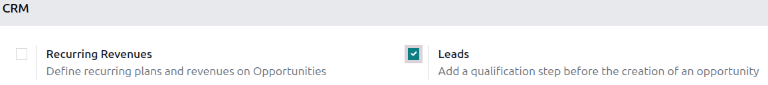 Stillingin Ábendingar á stillingasíðu CRM.
