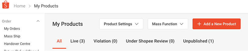 Fellivalmyndin Mass Function í Shopee.