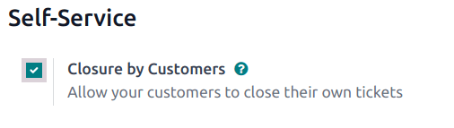 Stilling fyrir lokun af viðskiptavinum í Odoo Helpdesk.
