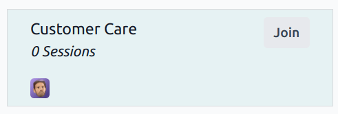 Sýn á Kanban-spjald Live Chat rásar með Join-hnappnum í forgrunni.